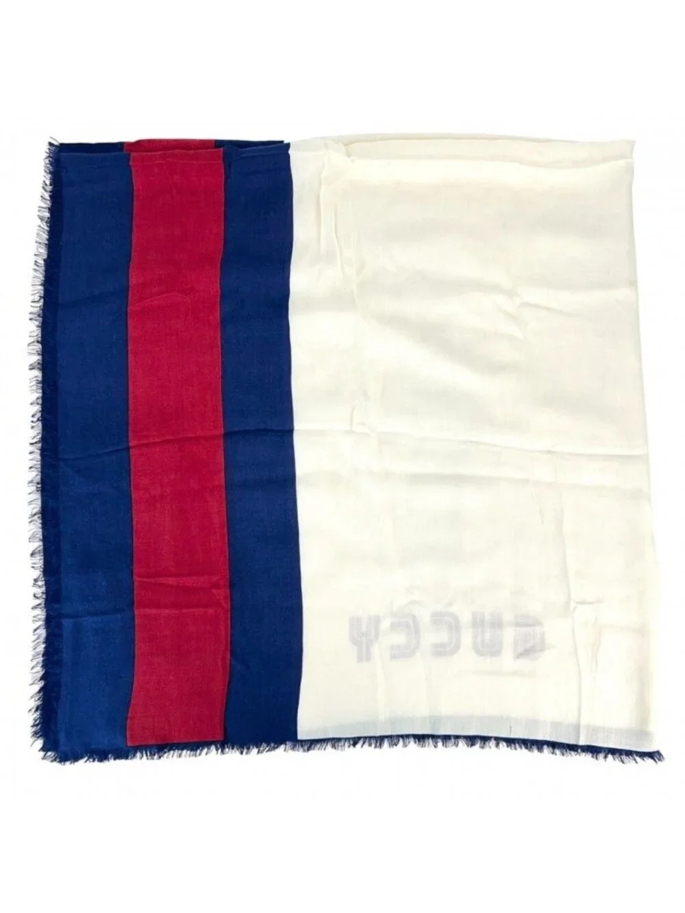 Gucci Shawl Large Guccy Fashion Item Rayon Silk White Red